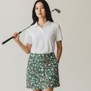 Loukeith Women Floral Print Green Skort Athletic Golf Tennis Skirt Size L